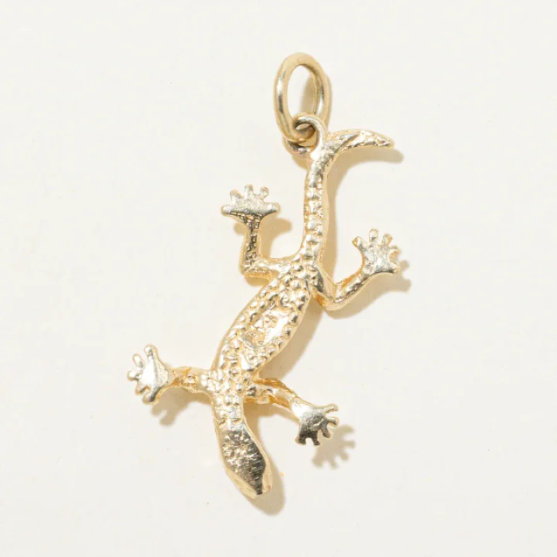 14k Yellow Gold Gecko Charm