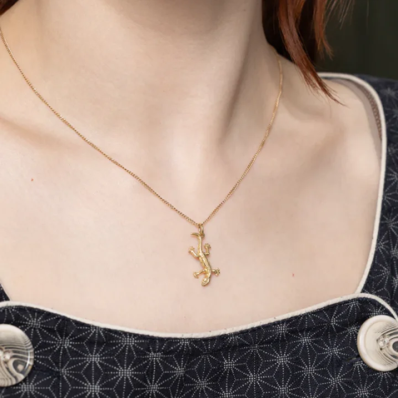 14k Yellow Gold Gecko Charm