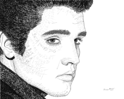 Elvis Presley Word Art - 30x24" Ink Drawing